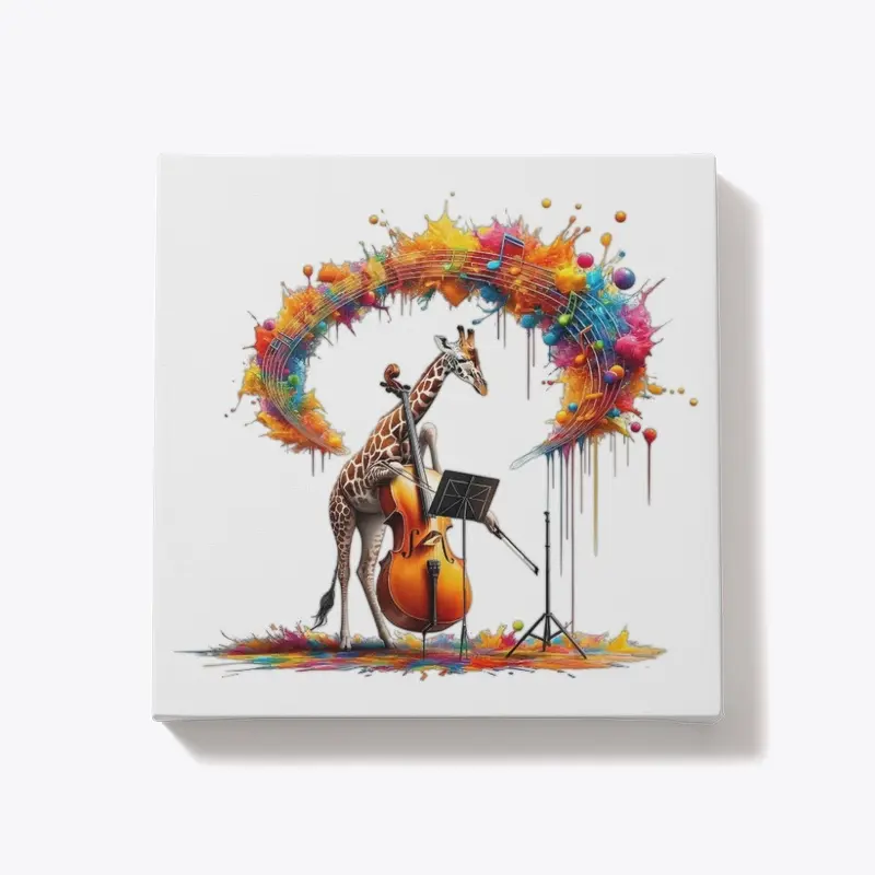 Giraffe playing cello