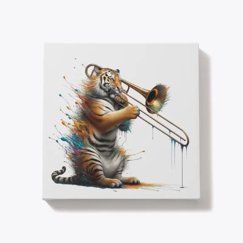 tiger playing trombone